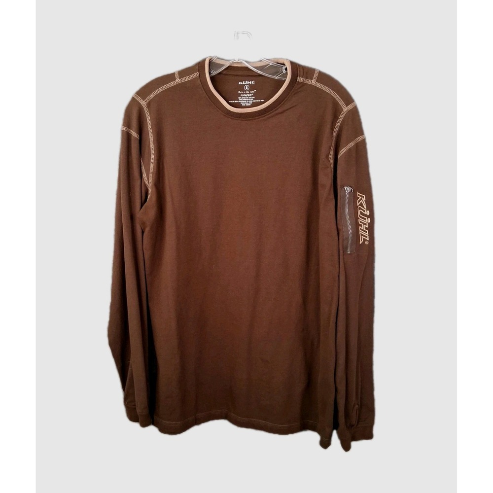 Kuhl Kommando Crew Shirt Men's Small Long Sleeve Brown Organic Cotton Style #694